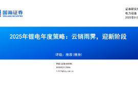 2025年锂电年度策略：云销雨霁，迎新阶段