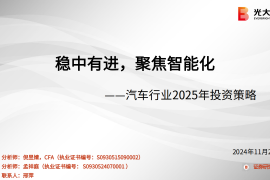 汽车行业2025年投资策略：稳中有进，聚焦智能化