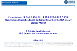 储能行业专题报告：Presentation，降息与补贴加持，美国储能市场高景气延续