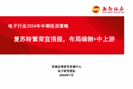 电子行业2024年中期投资策略：复苏转繁荣宜捂股，布局端侧+中上游