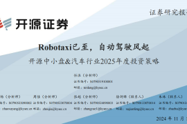 中小盘&汽车行业2025年度投资策略：Robotaxi已至，自动驾驶风起