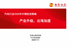 汽车行业2025年中期投资策略：产业升级，出海加速