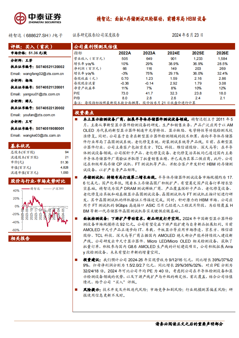 精智达研究报告：面板+存储测试双轮驱动，前瞻布局HBM设备,精智达,面板,存储,HBM,第1张