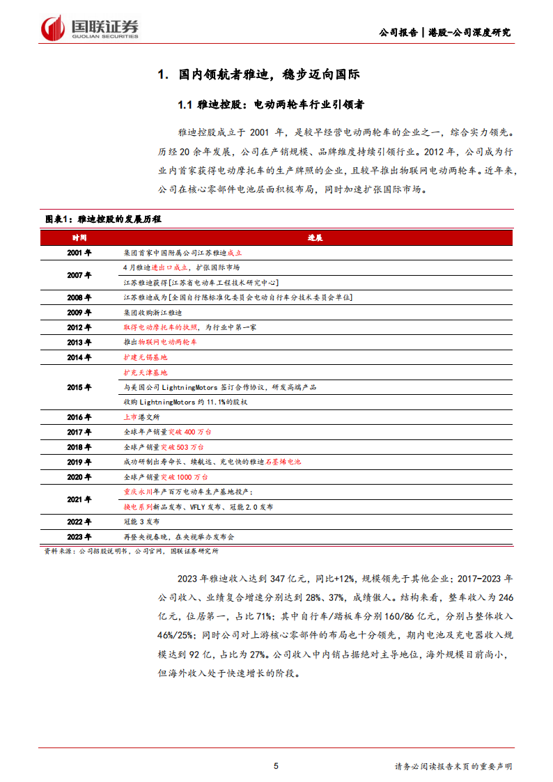 雅迪控股研究报告：国内领航，迈向国际,雅迪控股,电动两轮车,第5张