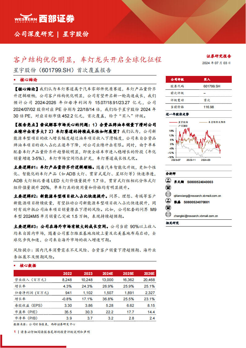 星宇股份研究报告：客户结构优化明显，车灯龙头开启全球化征程,星宇股份,车灯,汽车,第1张