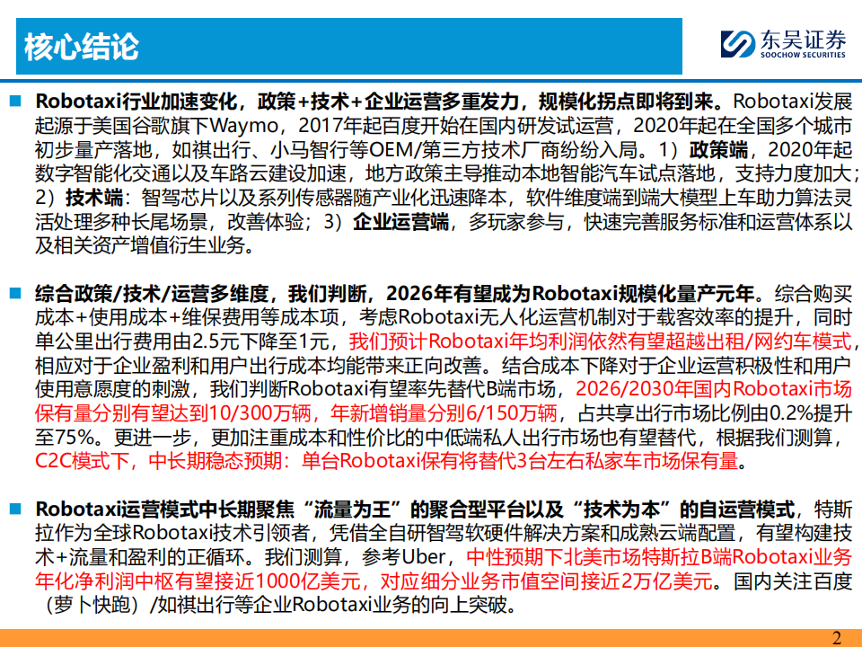 智能汽车行业专题报告：Robotaxi风起，产业正循环时代加速到来,智能汽车,Robotaxi,智能化,第2张