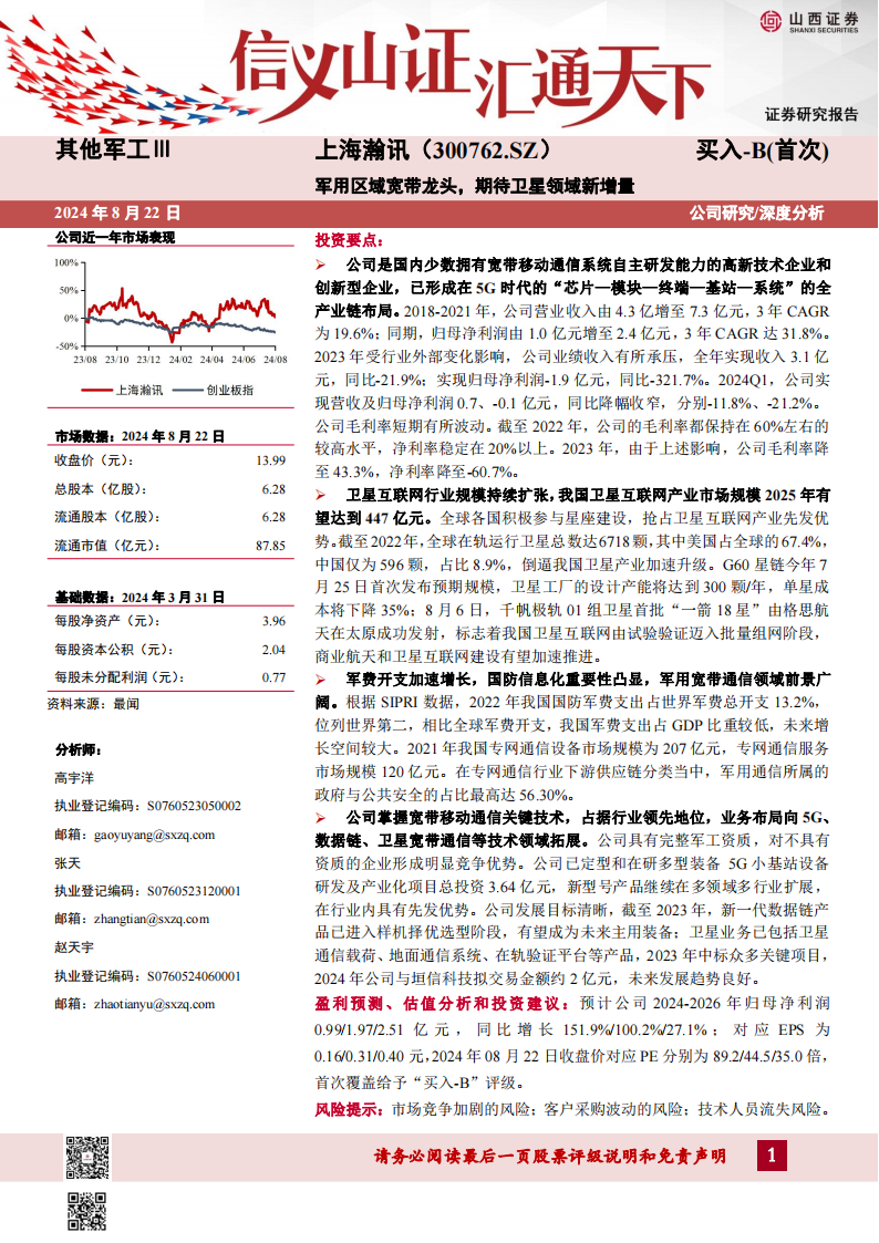 上海瀚讯研究报告：军用区域宽带龙头，期待卫星领域新增量,上海瀚讯,卫星互联网,上海瀚讯,卫星互联网,第1张