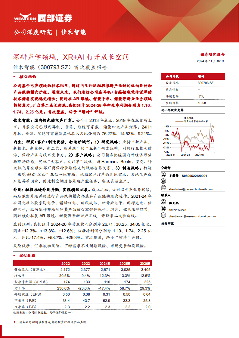 佳禾智能研究报告：深耕声学领域，XR+AI打开成长空间,佳禾智能,声学,XR,AI,佳禾智能,声学,XR,AI,第1张