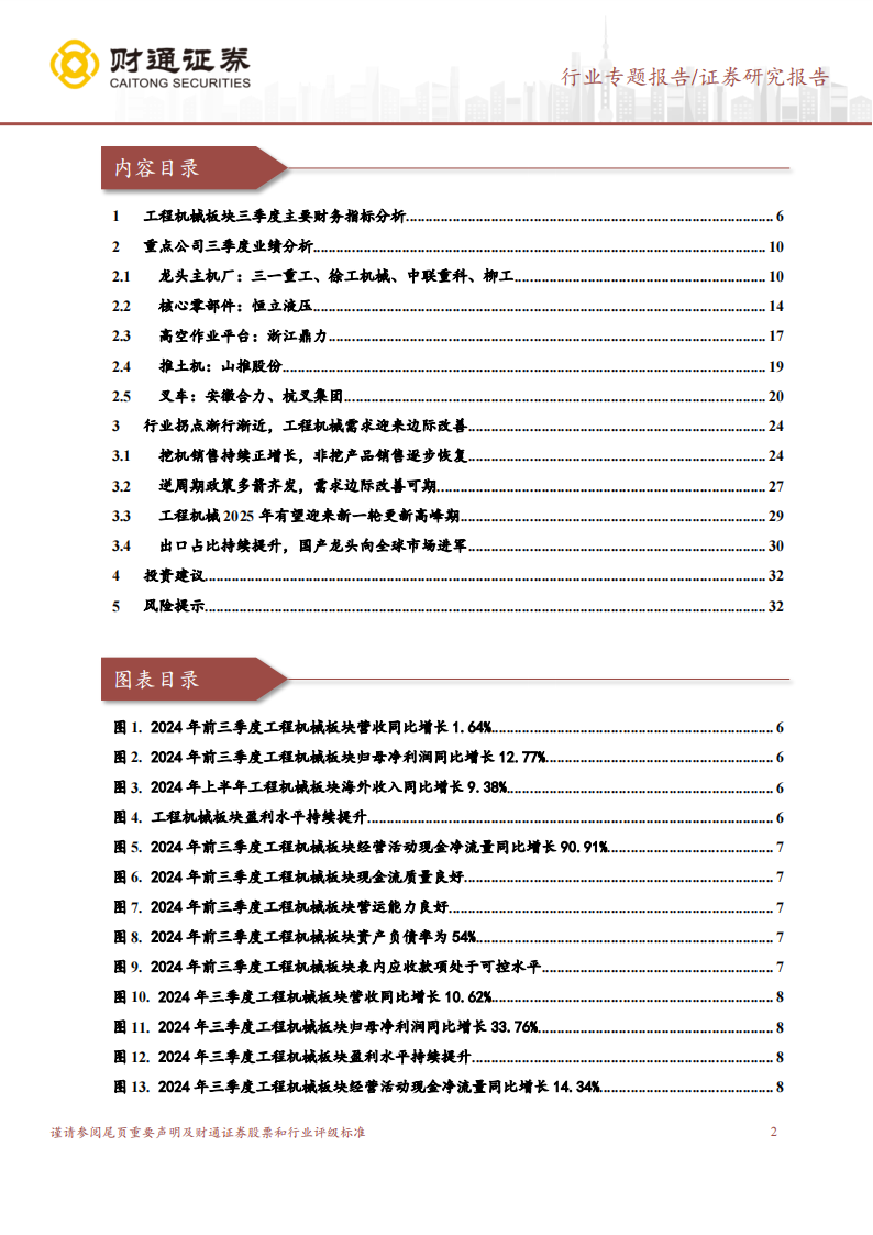 工程机械行业2024年三季报业绩综述：土方机械恢复较快增长，行业拐点渐行渐近,工程机械,土方机械,工程机械,土方机械,第2张