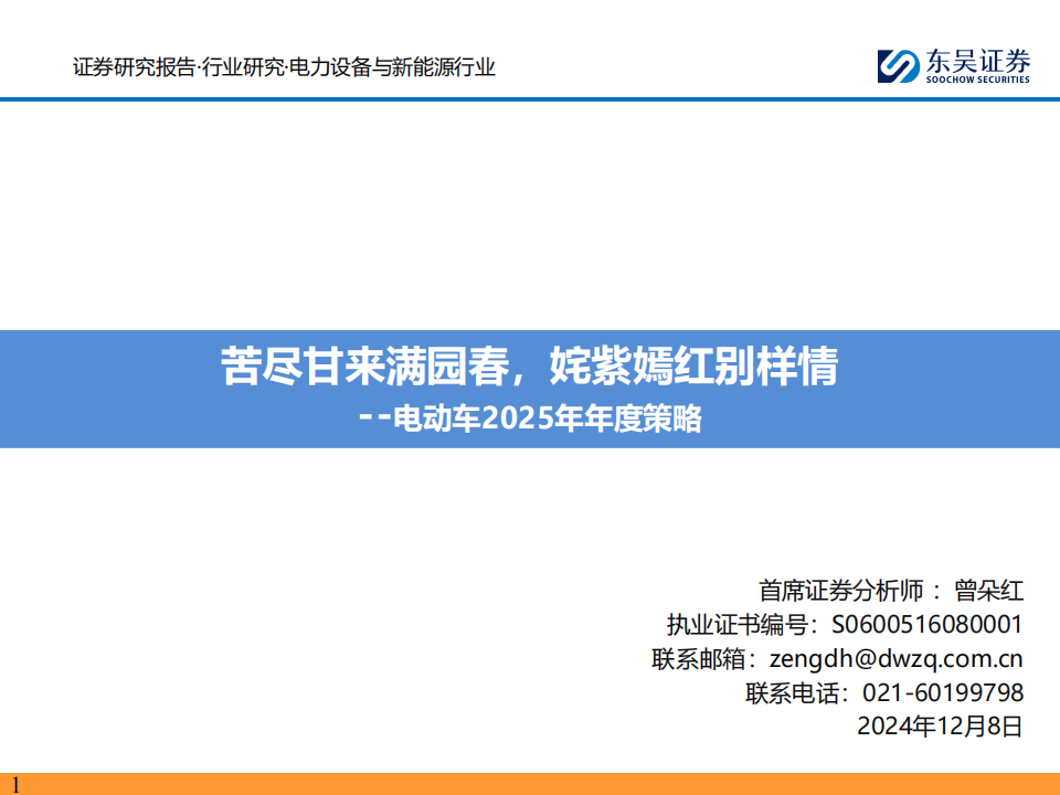 电动车行业2025年年度策略：苦尽甘来满园春，姹紫嫣红别样情,电动车,汽车,电动车,汽车,第1张