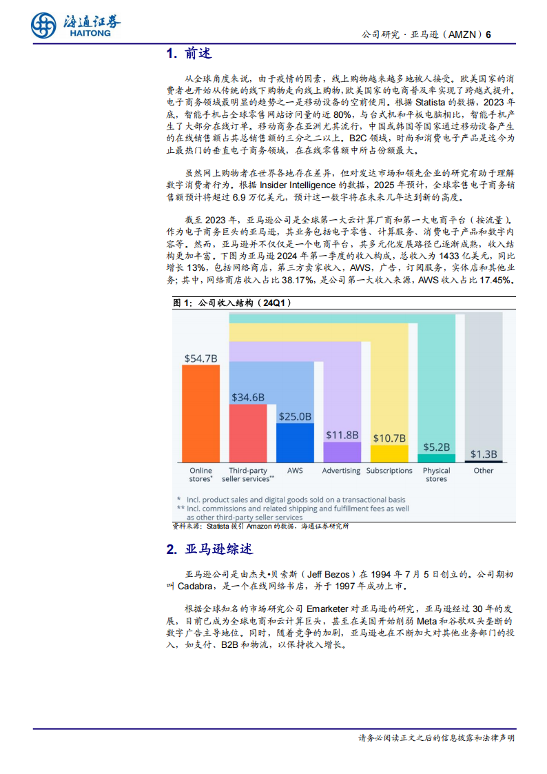 亚马逊研究报告：全球电子商务，云计算和生成式AI服务巨头,亚马逊,云计算,生成式AI,亚马逊,云计算,生成式AI,第6张