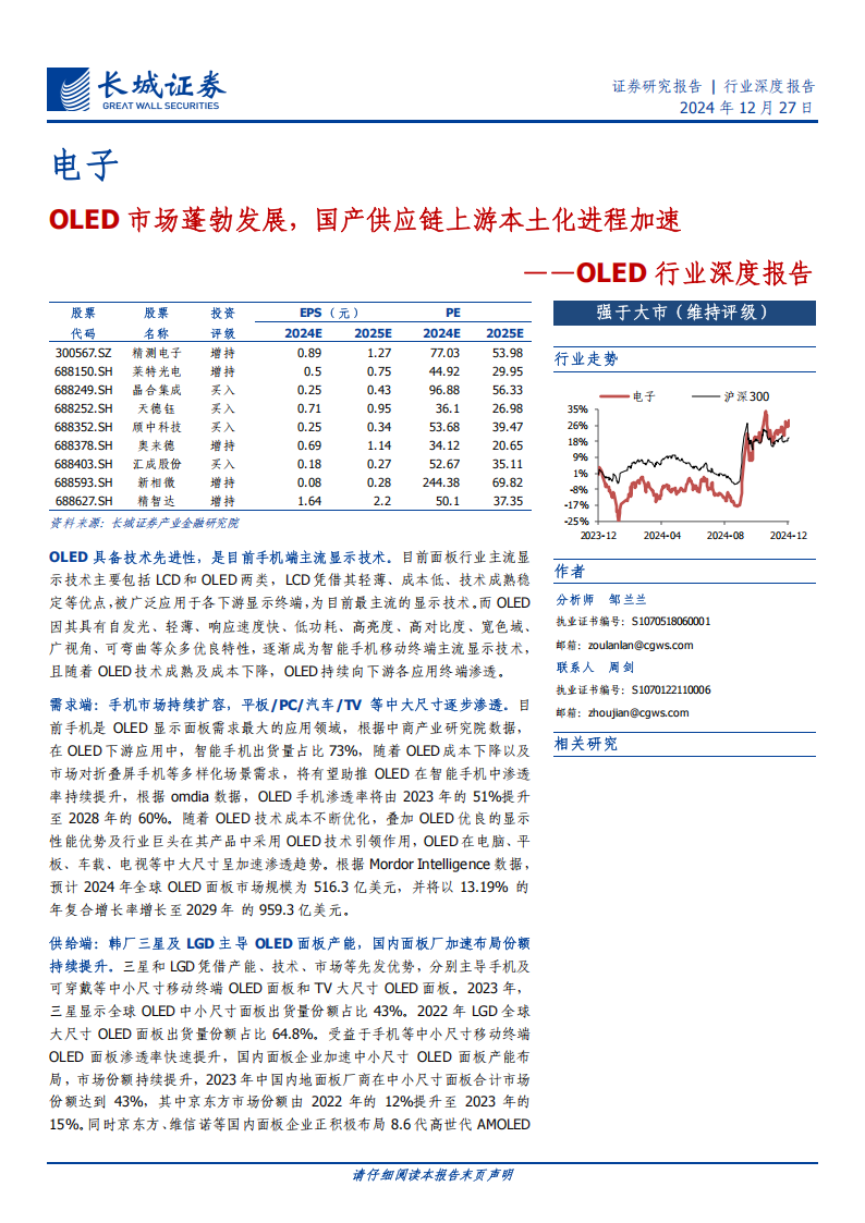 OLED行业研究报告：OLED市场蓬勃发展，国产供应链上游本土化进程加速,OLED,国产,供应链,OLED,国产,供应链,第1张