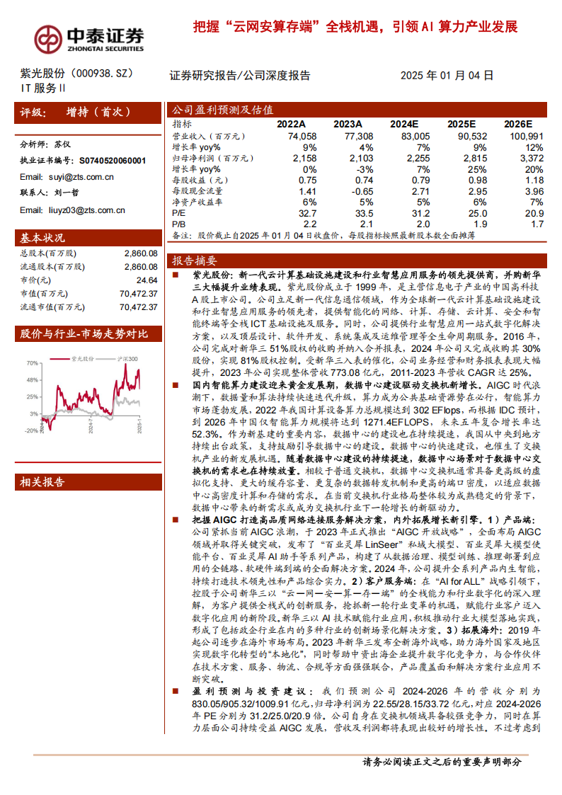 紫光股份研究报告：把握“云网安算存端”全栈机遇，引领AI算力产业发展,紫光股份,云网安算存端,AI,算力,紫光股份,云网安算存端,AI,算力,第1张