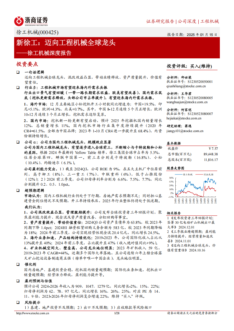 徐工机械研究报告：迈向工程机械全球龙头,徐工机械,工程机械,徐工机械,工程机械,第1张