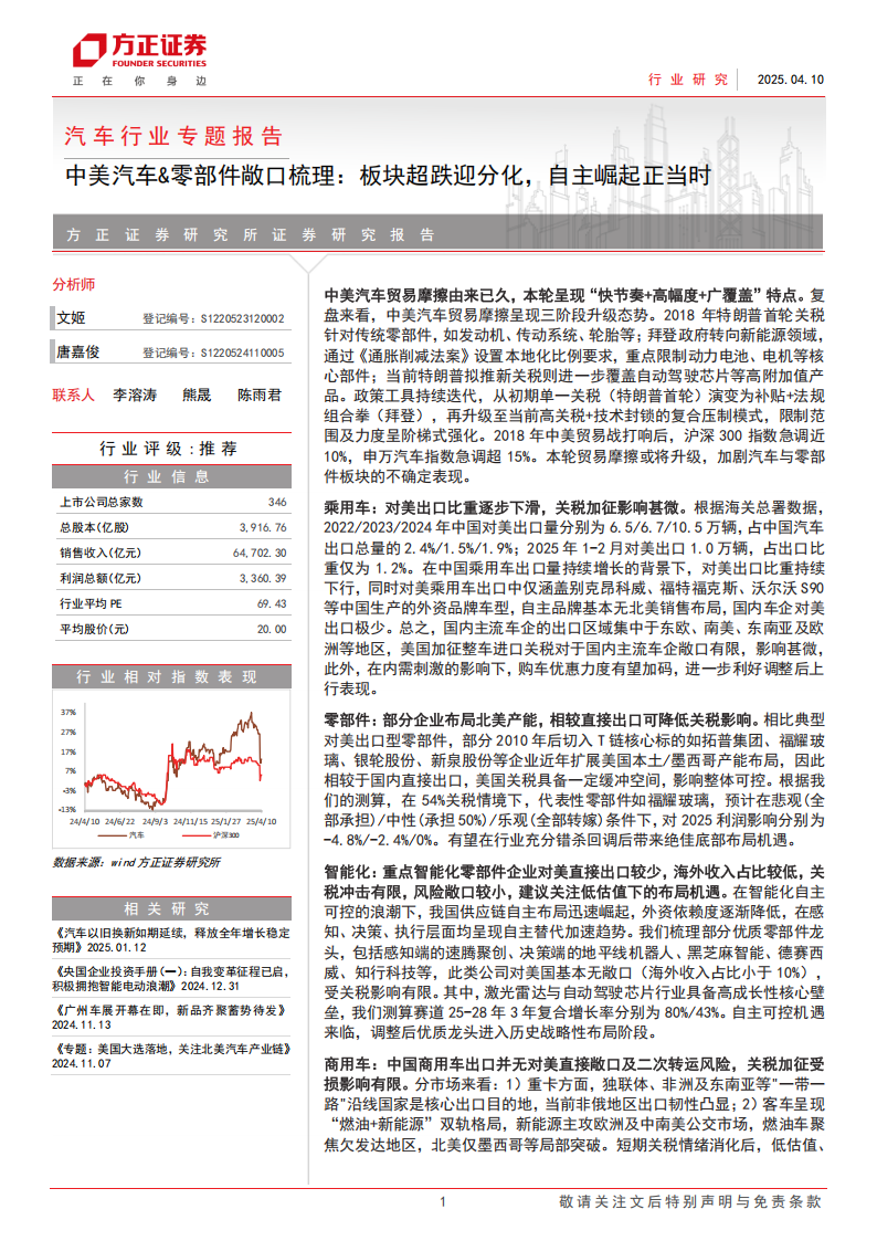 汽车行业专题报告：中美汽车&零部件敞口梳理，板块超跌迎分化，自主崛起正当时,汽车,零部件,汽车,零部件,第1张