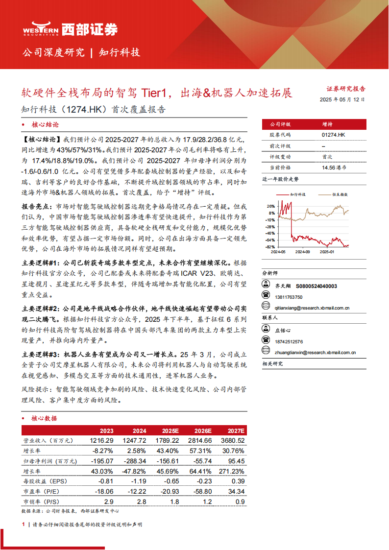 知行科技研究报告：软硬件全栈布局的智驾Tier1，出海&机器人加速拓展,知行科技,智驾,Tier1,出海,机器人,知行科技,智驾,Tier1,出海,机器人,第1张