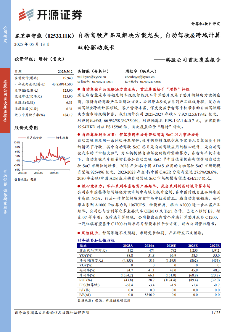 黑芝麻智能研究报告：自动驾驶产品及解决方案龙头，自动驾驶&跨域计算双轮驱动成长,黑芝麻智能,自动驾驶,黑芝麻智能,自动驾驶,第1张
