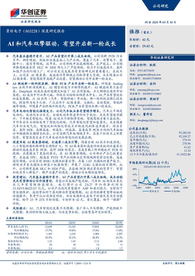景旺电子研究报告：深度研究报告：AI和汽车双擎驱动，有望开启新一轮成长,景旺电子,AI,汽车,景旺电子,AI,汽车,第1张