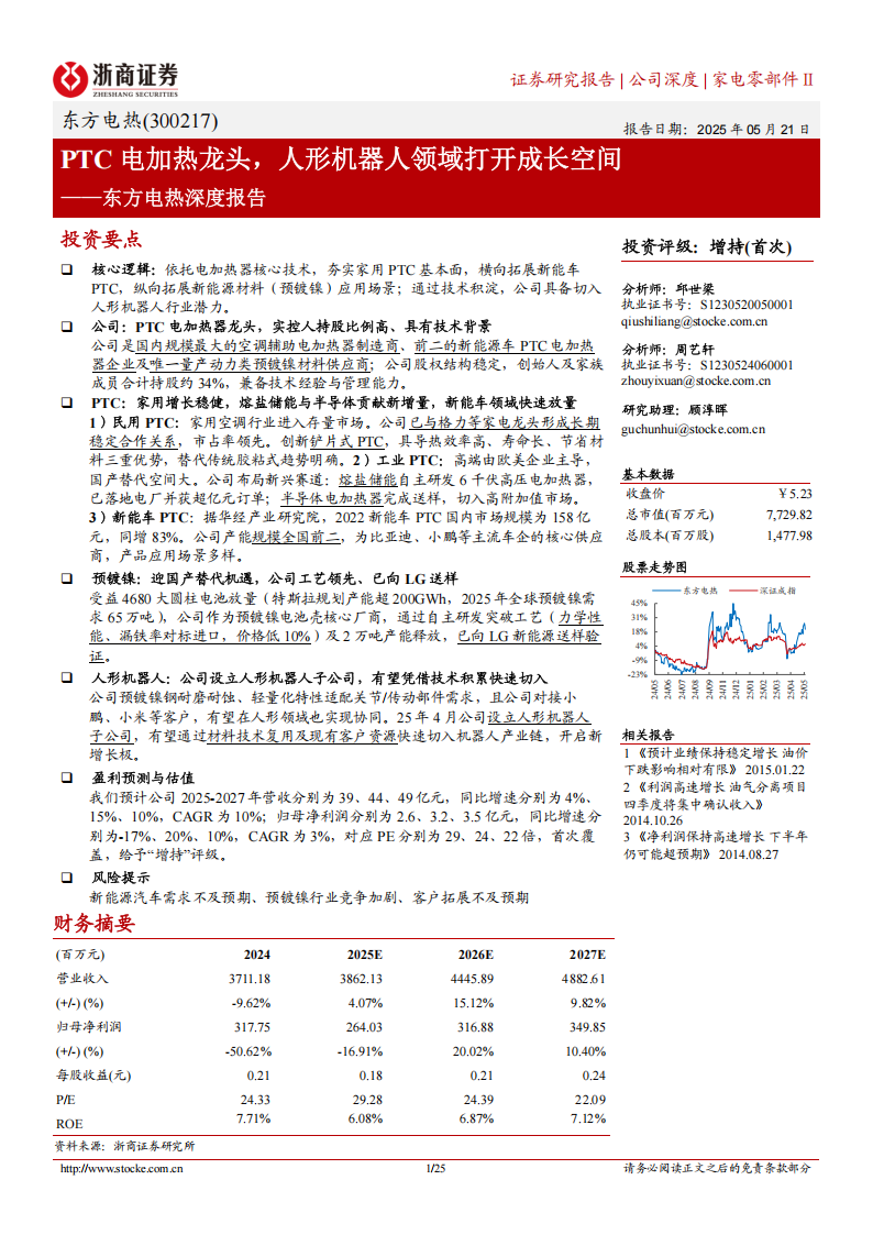 东方电热研究报告：PTC电加热龙头，人形机器人领域打开成长空间,东方电热,PTC,人形机器人,东方电热,PTC,人形机器人,第1张