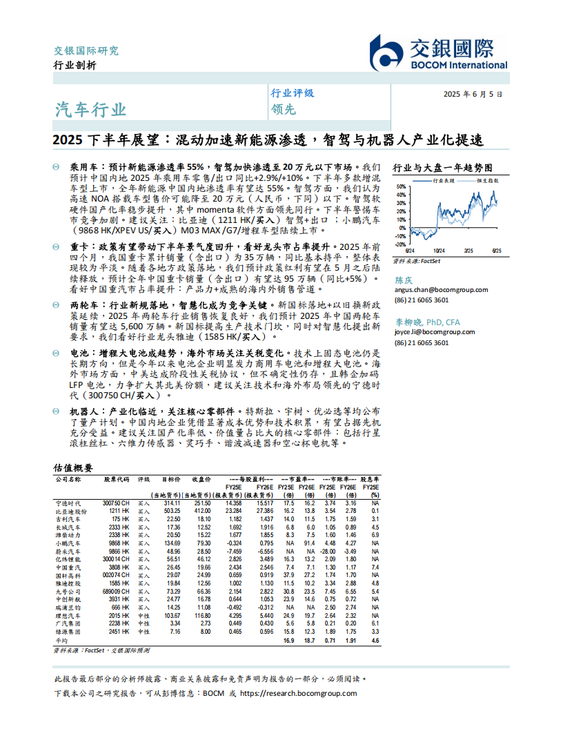 汽车行业2025下半年展望：混动加速新能源渗透，智驾与机器人产业化提速,汽车,混动,新能源,智驾,机器人,汽车,混动,新能源,智驾,机器人,第1张