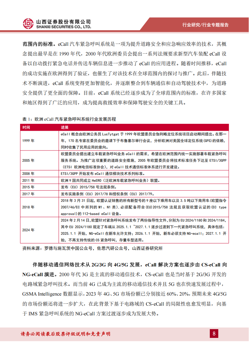 汽车零部件行业eCall专题报告：国标应用元年即将启动，汽车安全等级提升为自动驾驶保驾护航,汽车,零部件,eCall,汽车安全,自动驾驶,汽车,零部件,eCall,汽车安全,自动驾驶,第8张