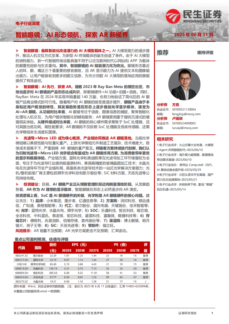 智能眼镜行业分析：AI形态领航，探索AR新视界,智能眼镜,AI,AR,智能眼镜,AI,AR,第1张