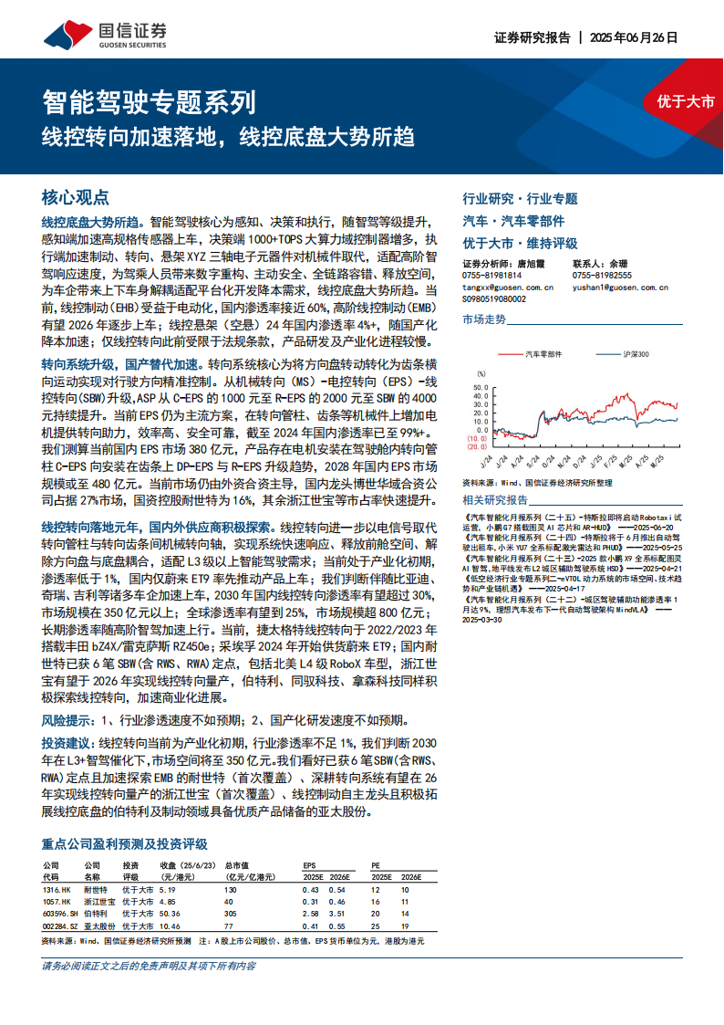 智能驾驶行业专题报告：线控转向加速落地，线控底盘大势所趋,智能驾驶,线控转向,线控底盘,智能驾驶,线控转向,线控底盘,第1张