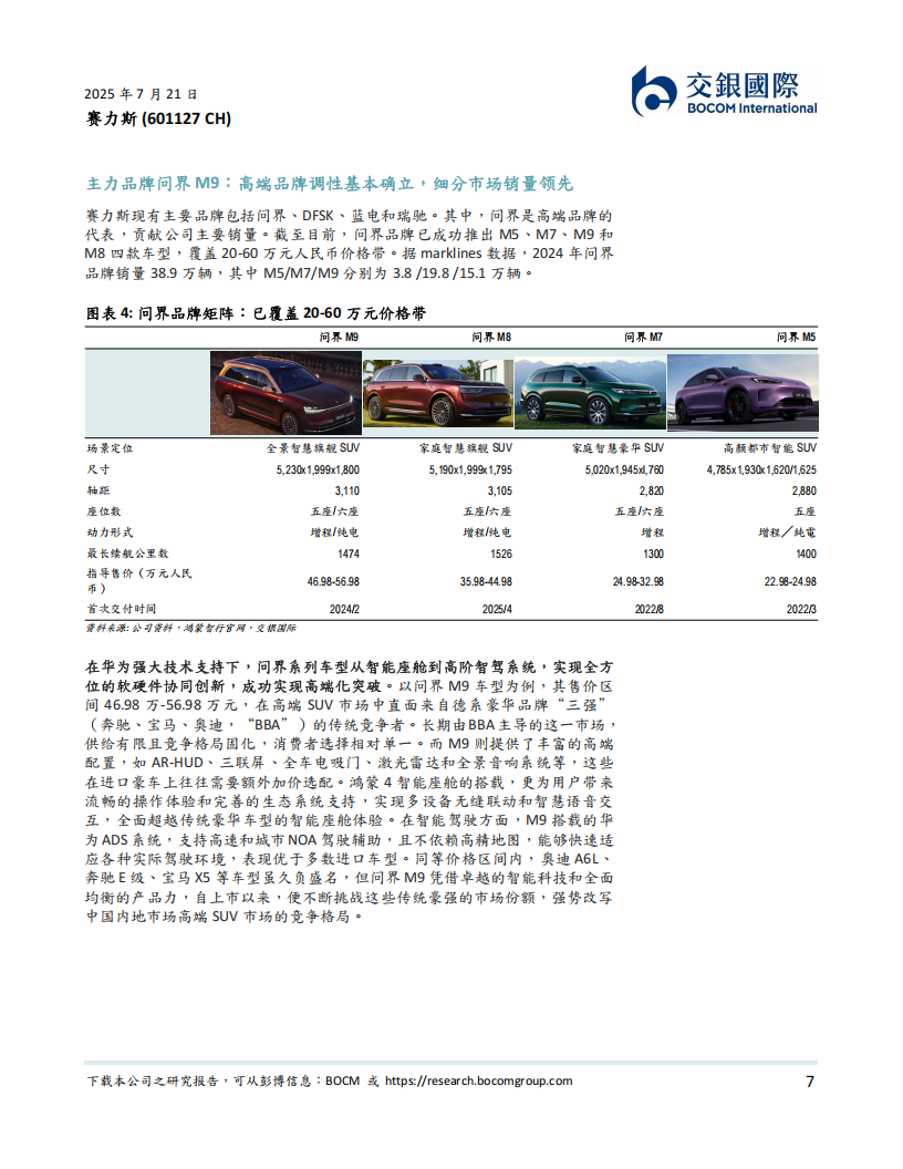 赛力斯研究报告：问界引领高端化转型，盈利能力跃升；首予买入,赛力斯,问界,赛力斯,问界,第7张