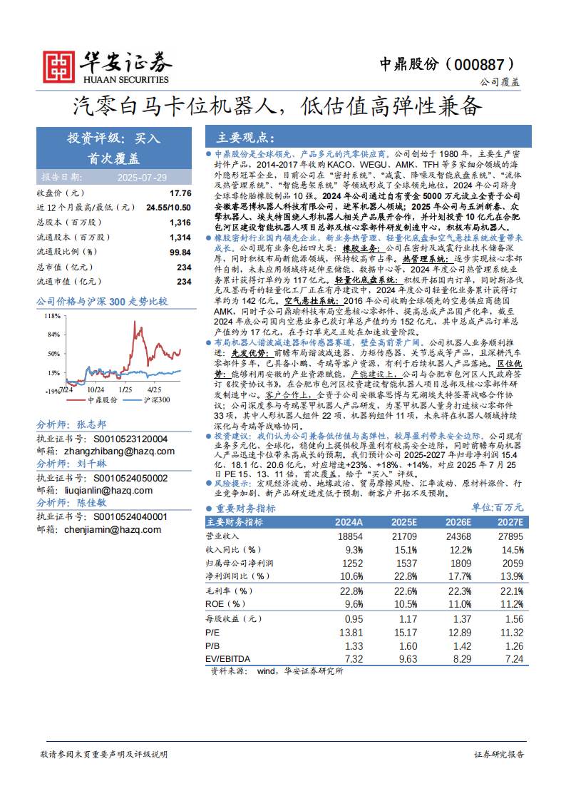中鼎股份研究报告：汽零白马卡位机器人，低估值高弹性兼备,中鼎股份,汽零,机器人,中鼎股份,汽零,机器人,第1张