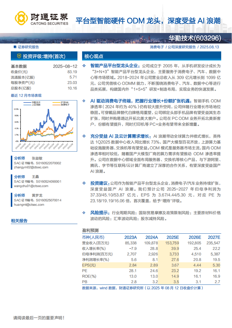 华勤技术研究报告：平台型智能硬件ODM龙头，深度受益AI浪潮,华勤技术,智能硬件,AI,华勤技术,智能硬件,AI,第1张