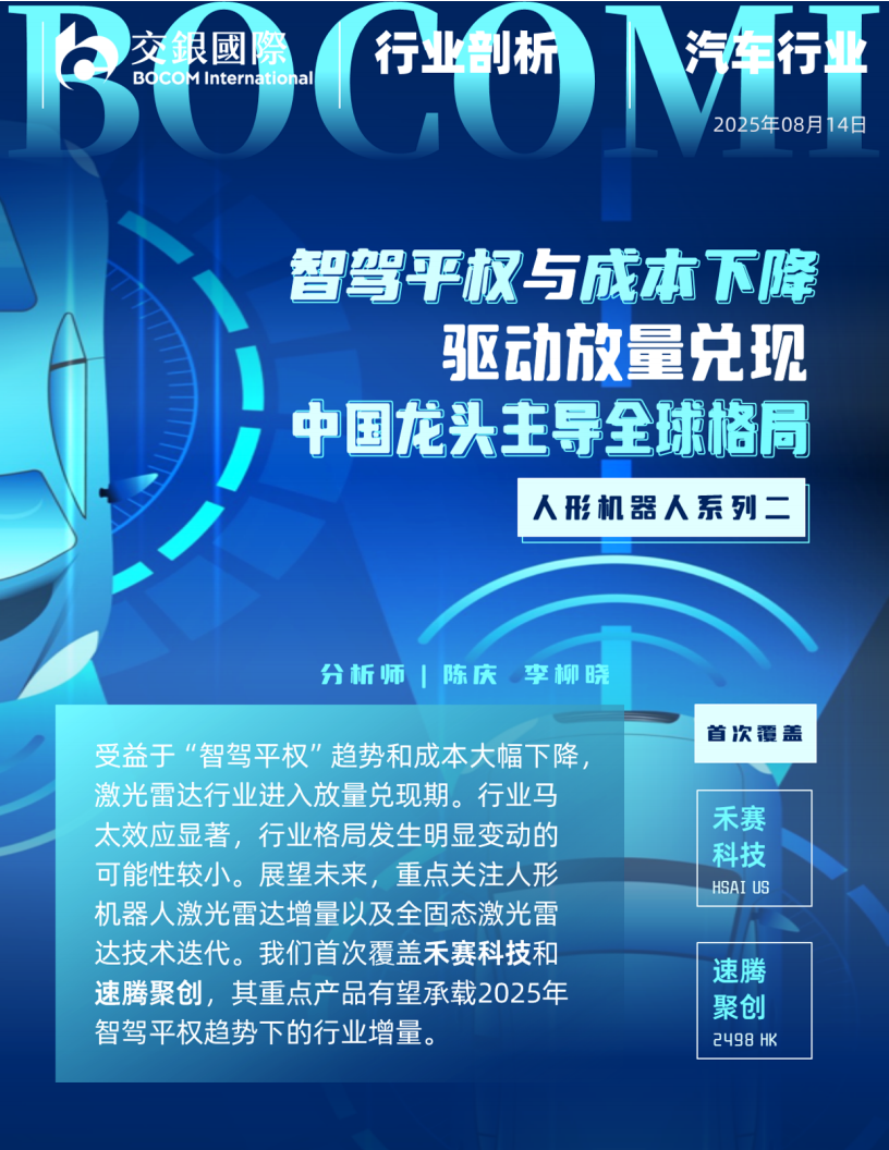 人形机器人系列专题报告：从汽车智驾到机器人，激光雷达的“双轨革命”,人形机器人,汽车,智驾,机器人,激光雷达,人形机器人,汽车,智驾,机器人,激光雷达,第1张