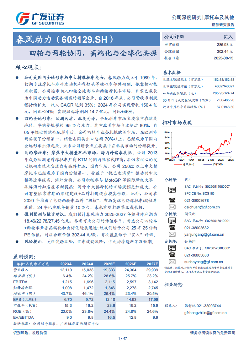 春风动力研究报告：四轮与两轮协同，高端化与全球化共振,春风动力,四轮,两轮,春风动力,四轮,两轮,第1张