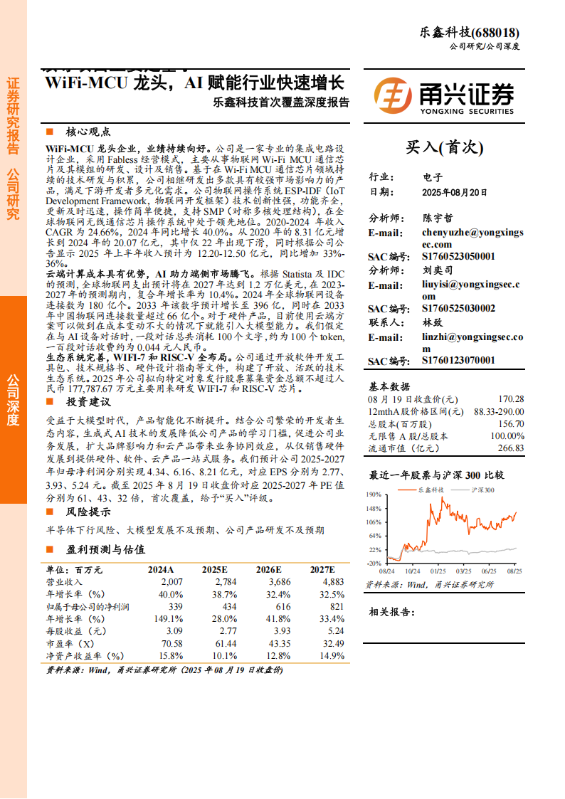 乐鑫科技研究报告：WiFi-MCU龙头，AI赋能行业快速增长,乐鑫科技,WiFi,MCU,AI,乐鑫科技,WiFi,MCU,AI,第1张