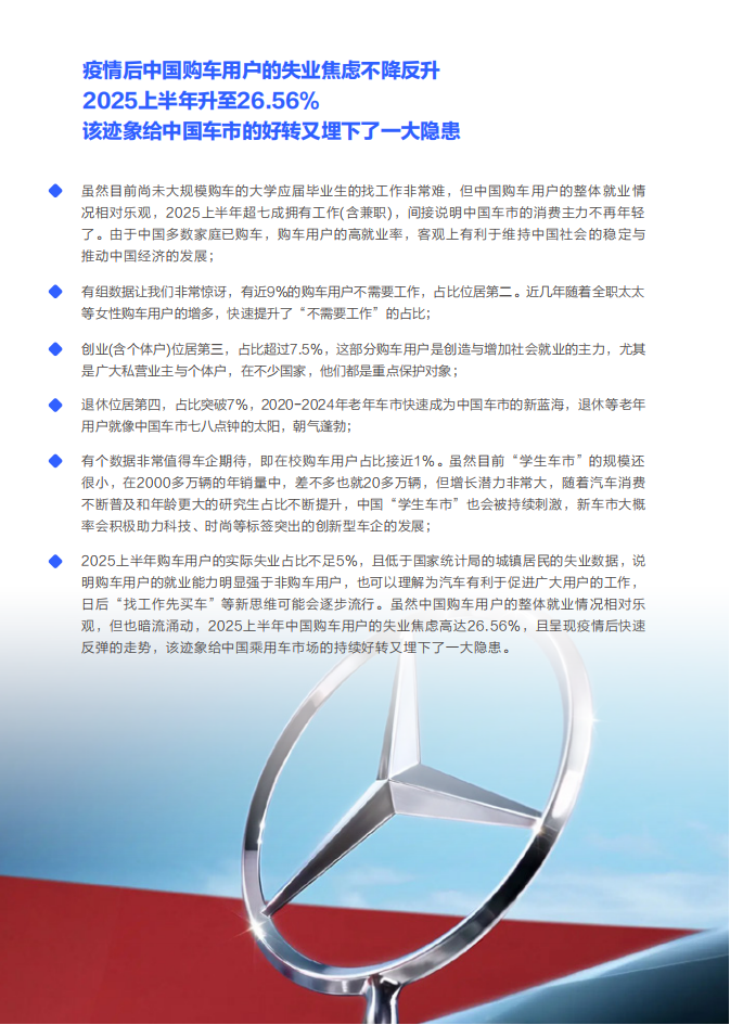 失业焦虑就像中国车市的“定时炸弹”：中国购车家庭收支洞察报告之就业篇（2025版）,汽车,汽车,第3张