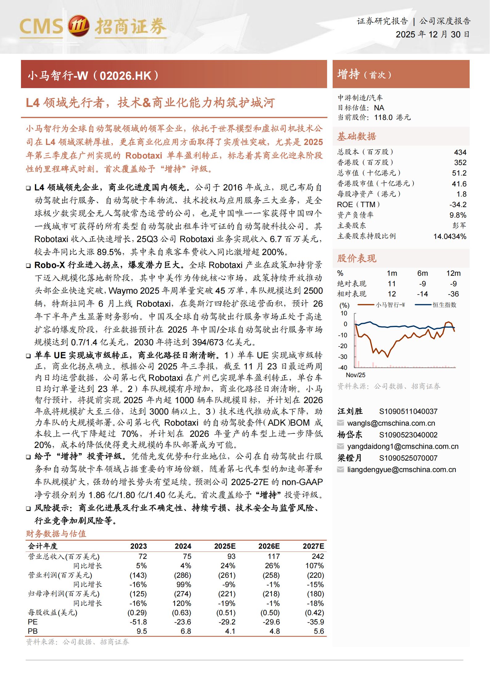 小马智行-W：L4领域先行者，技术&商业化能力构筑护城河,小马智行,L4,小马智行,L4,第1张