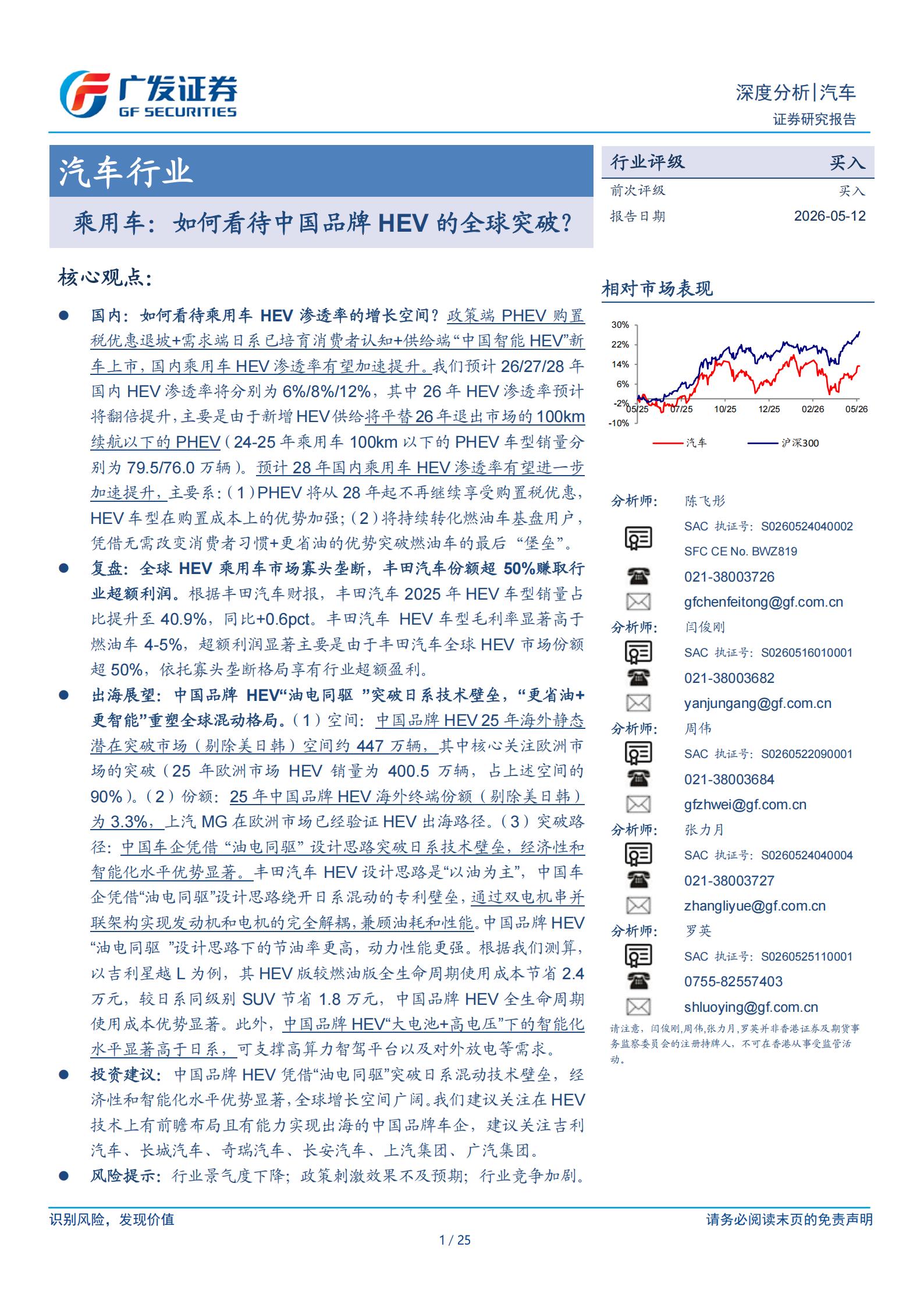 汽车行业乘用车：如何看待中国品牌HEV的全球突破？,汽车,乘用车,HEV,汽车,乘用车,HEV,第1张