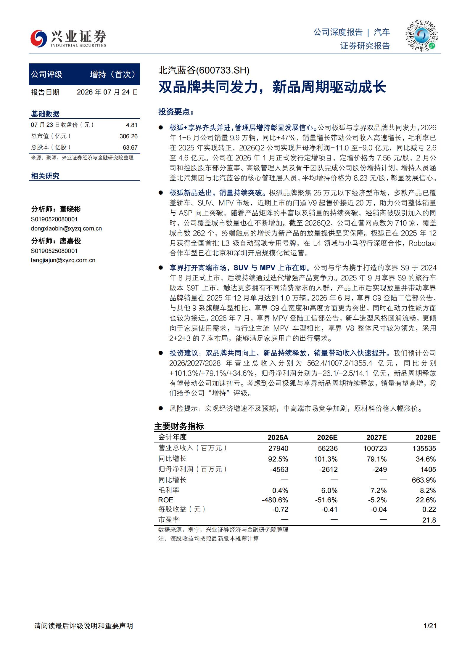 北汽蓝谷-600733-双品牌共同发力,新品周期驱动成长,北汽蓝谷,北汽蓝谷,第1张 北汽蓝谷-600733-双品牌共同发力,新品周期驱动成长,北汽蓝谷,北汽蓝谷,第1张